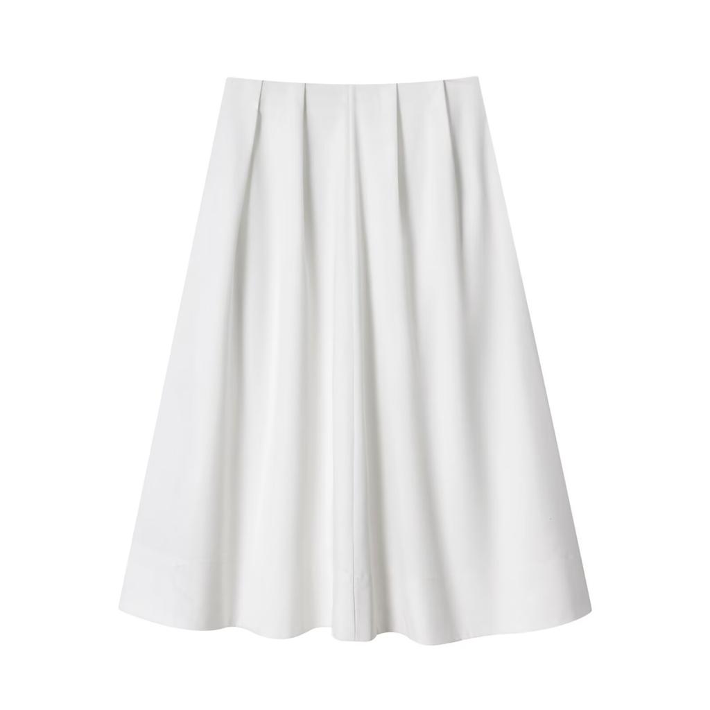European and American Style, New Women's Clothing, Black and White Cotton and Linen Sleeveless Top, Solid Color Cotton and Linen Pleated Skirt