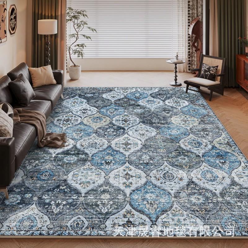Modern Geometric Area Rug Living Room Bedroom Non-Slip Washable Soft Faux Wool Carpet Square