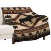 Coperta in Pile Ruggine con Motivo Alce Retrò, Stile Rustico Vintage Cottage Alce Cervo Fattoria Stile Campagnolo Stagione Unica Flanella Morbida Calda Mi