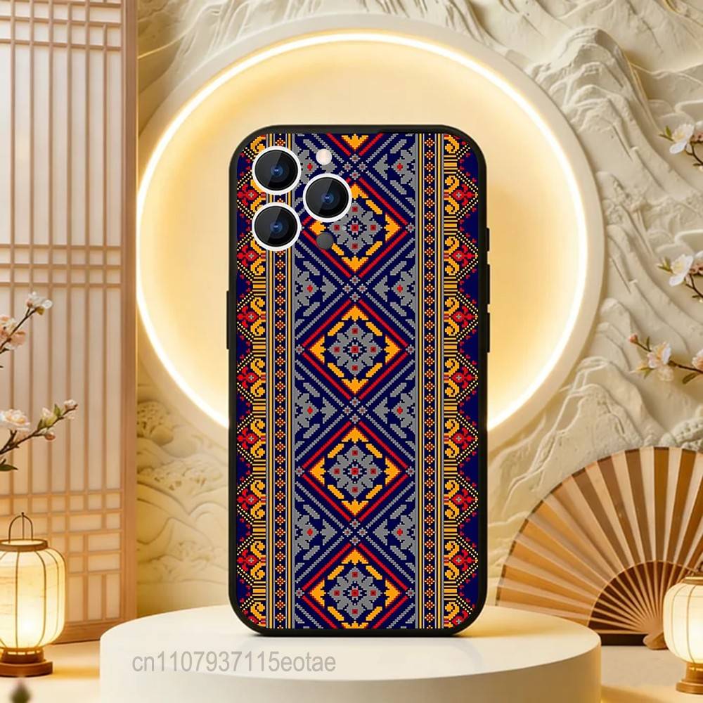 Vintage U-Ukraine Ornaments Pattern Black Case For iPhone 17 13 14 15 11 16 12 Pro Max Pro Max Plus E Air Mini Phone Cover Shell