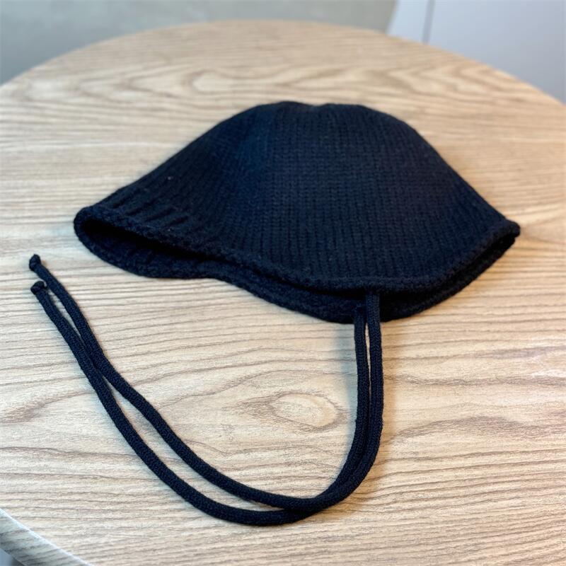 Autumn and Winter Warm Wool Hat Women's Ear Protector Knitted Pullover Hat Strap Fashion Hat