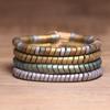 Matte Gradient Disc Beaded Wrap Bracelet – Boho Multilayer Waterproof Jewelry, Casual Stackable Gift for Women