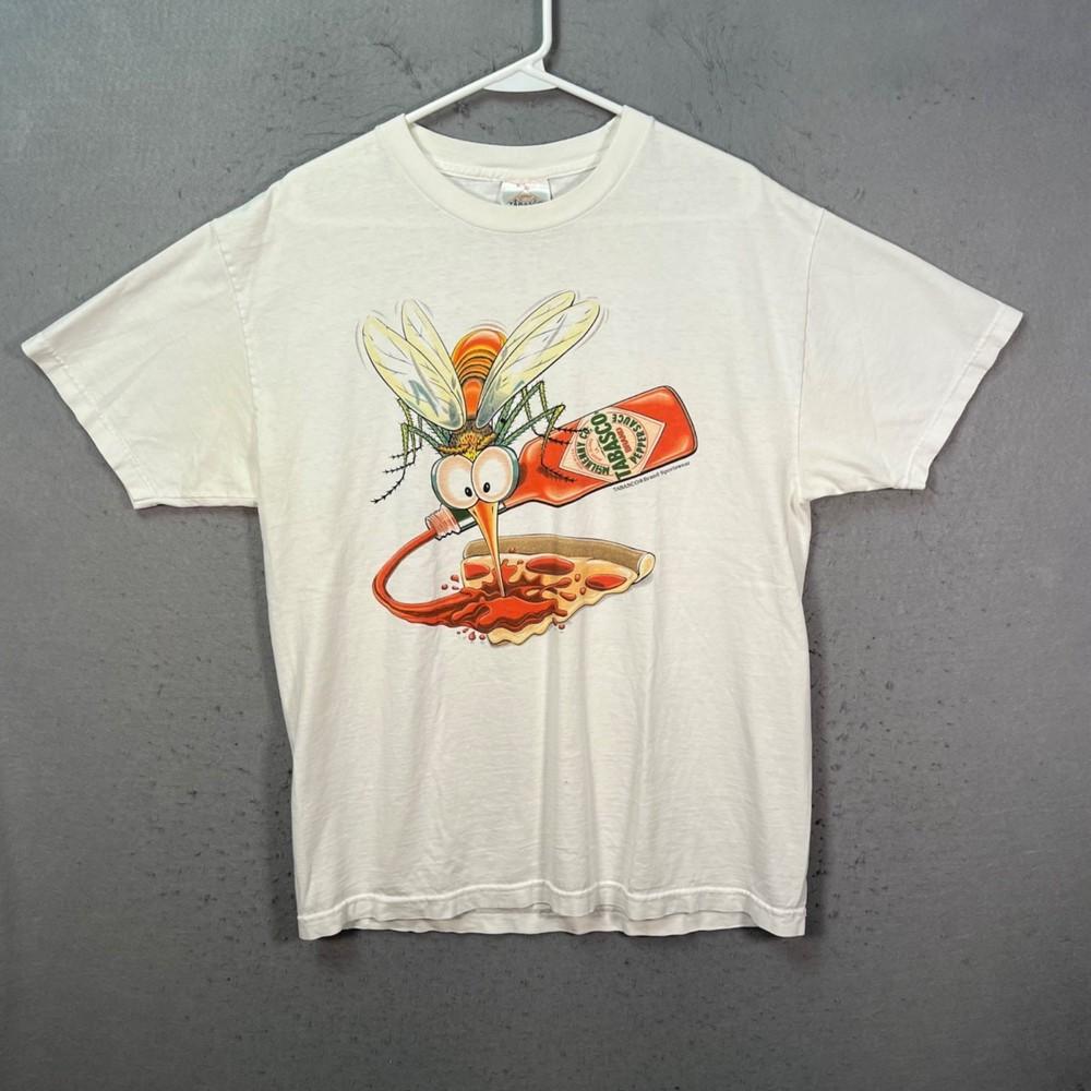 Vintage 90s Tabasco Hot Sauce Promo Brand T-Shirt White Size Large Unisex T-Shirt