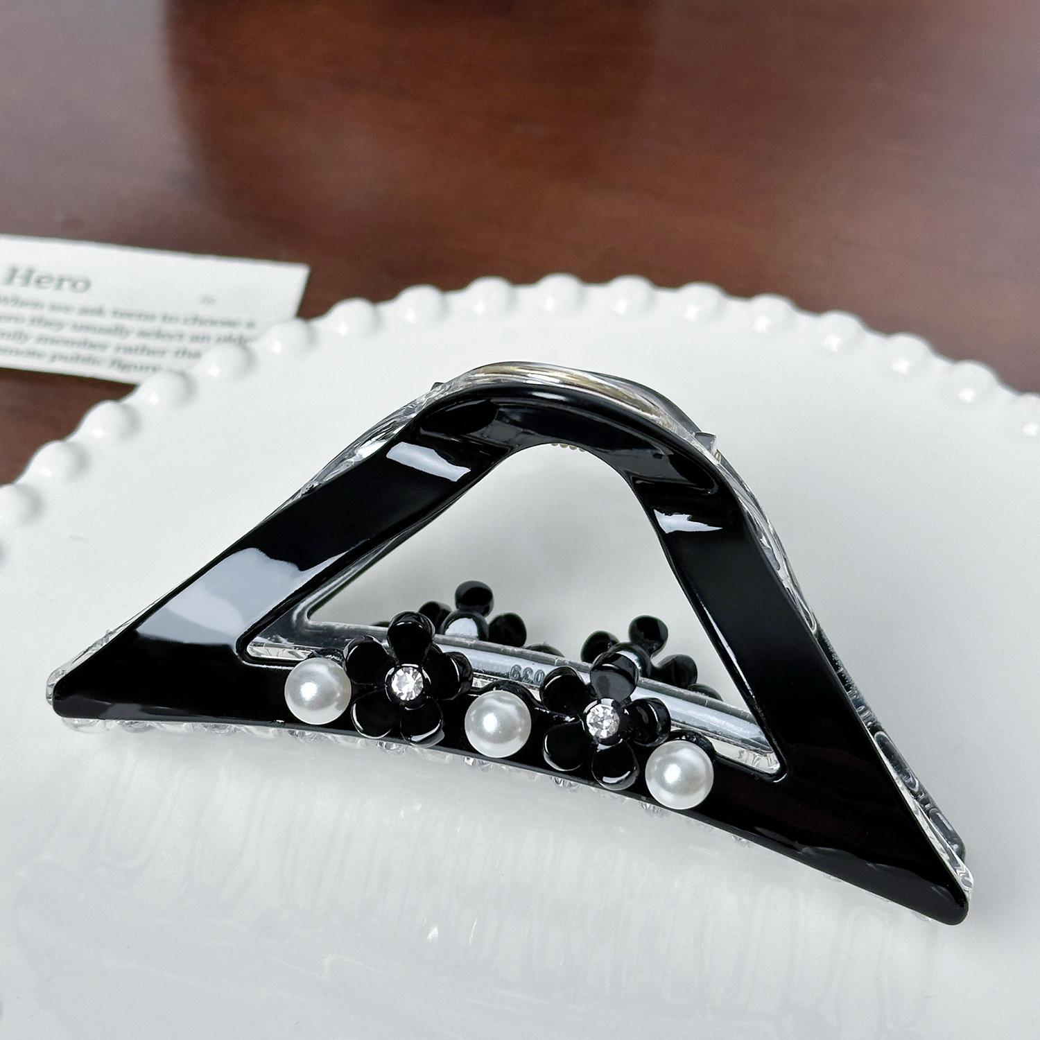 

Stylish And Pearl Rhinestone Large Hair Claw Clip Perfect For Elegant Looks Updos And Black11.6cm