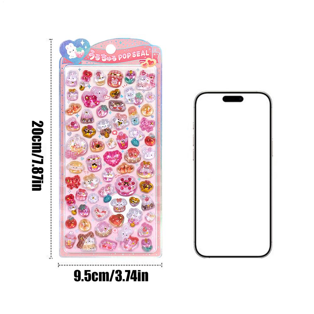 Resin Crystal Cute 3D Stickers Shiny Stickers Texture Decals Self-Adhesive for School Student Teen Child Car Craft Laptop Bottle