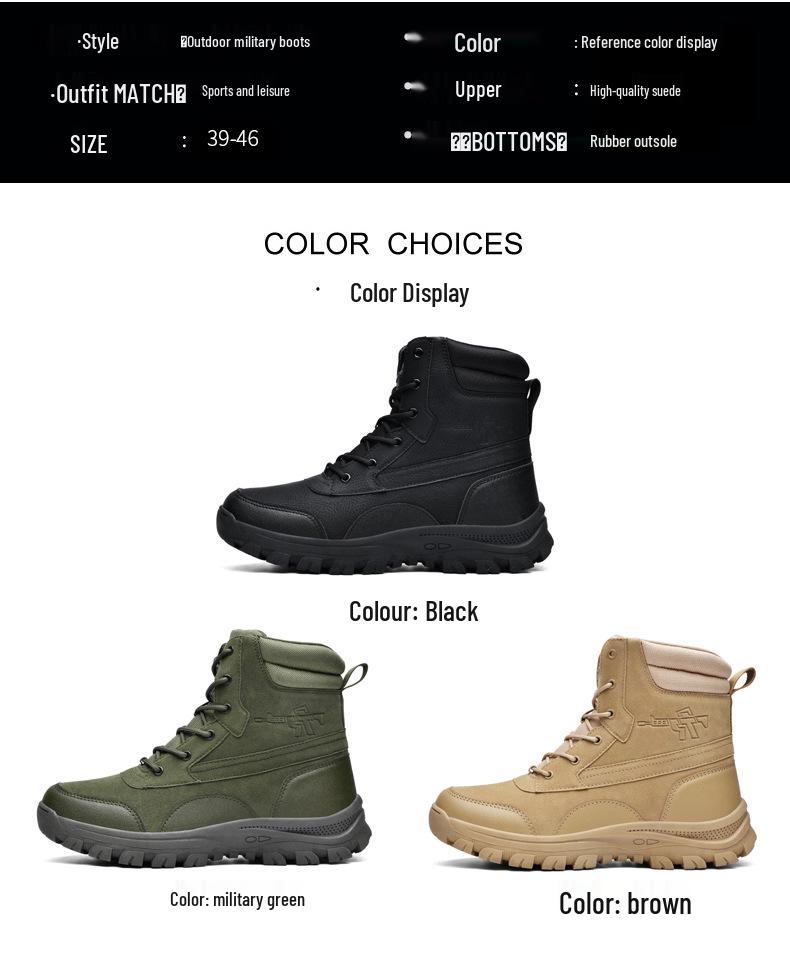 Men's Plus Size Waterproof Combat & Hiking Boots - Wear-Resistant Outdoor High-Tops, Military Desert Off-Road Boots