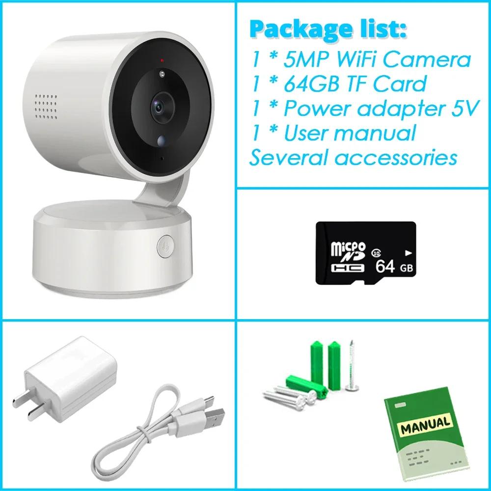 SMART LIFE 360° Wireless Video Camera PTZ 5MP HD WiFi Surveillance IP Cameras Color Night Vision Home Wi-Fi Baby Monitor Tuya