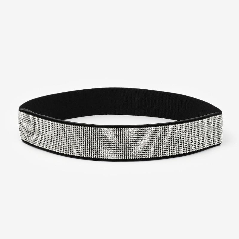 Elastische Riem met Strass Inleg: Damesmode Kristallen Taille Accessoire
