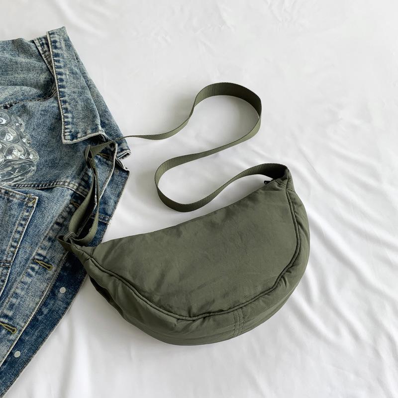 Korean Style Pleated Dumpling Bag: Lightweight Solid Color Shoulder & Crossbody Bag