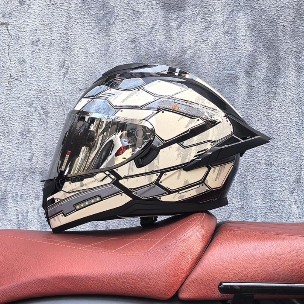 DOT Full Helmet Double Mirror Helmet Men's Four-season Universal Hard Hat Female Knight Locomotive Double Lens