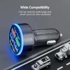 New 100W 6 In 1 Car Phone Charger Adapter with Voltage Display USB C Dual PD Fast Charge Adapter for IPhone Samsung Xiaomi