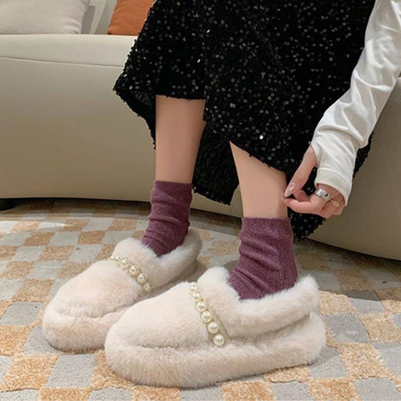 Women's Lightweight Comfortable Thick Sole Cold Warm Padded Snow Boots Non-slip Wear-resistant Outdoor Sports Hairy Lefebvre Cotton Shoes