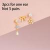 3PCS Stainless Steel Blue Opal Stone Flower Bowknot Petal Piercing Earrings Set For Women Statement Earring Party Jewelry aretes