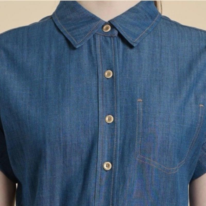 Bcbg Belt Point Denim Short Sleeve Dress B6m4o622