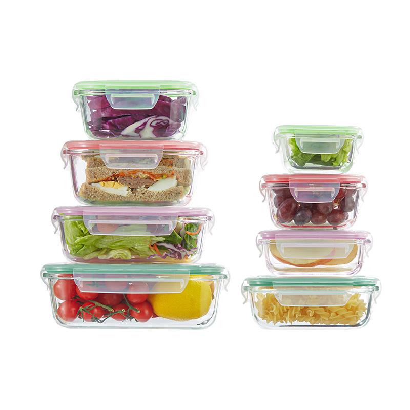Stackable Glass Meal Prep Containers Airtight Seal Food Storage Box for Kitchen Refrigerator