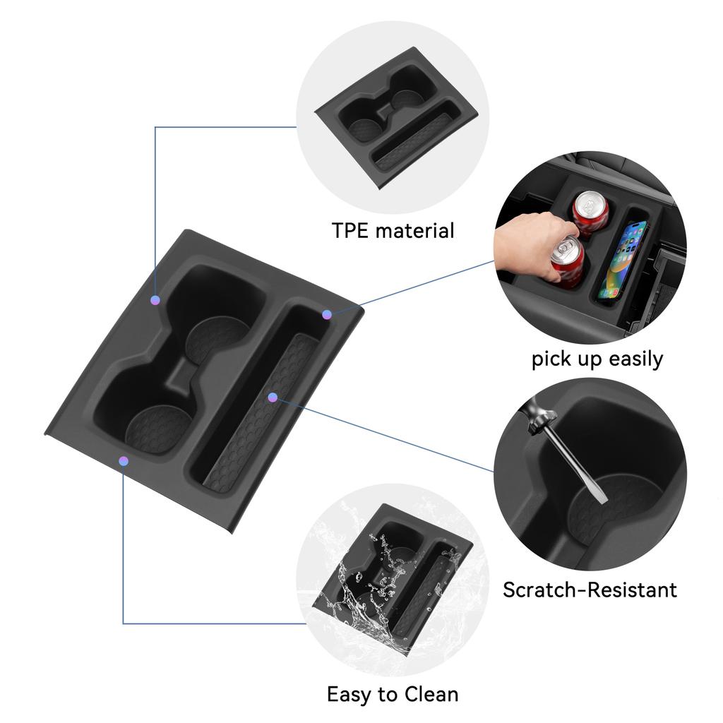 for Chevy Silverado EV 2025 2026 Central Console Water Cup Holder Car Interior Accessories Drinks Holder Storage TPE