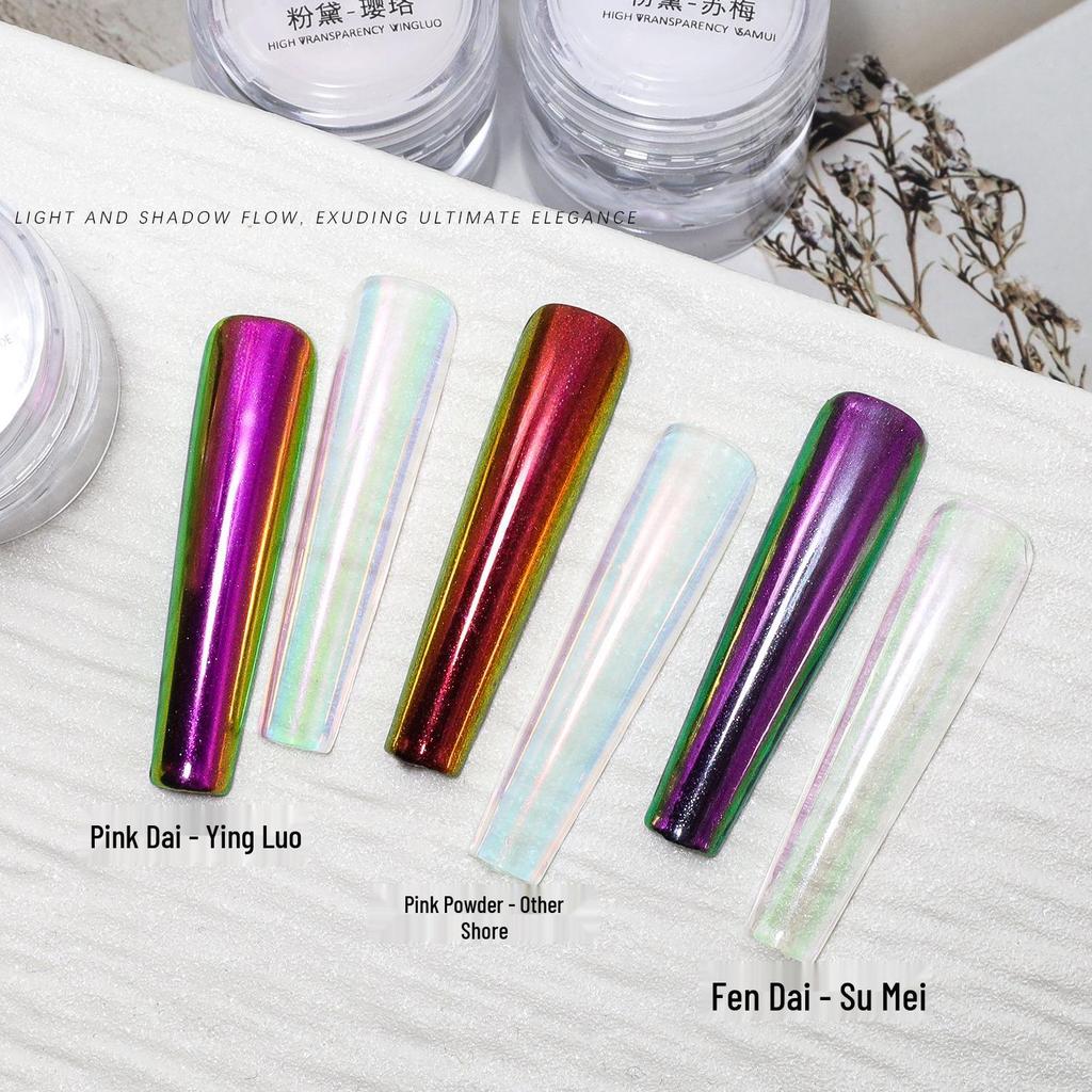 Iridescent Mermaid Aurora Pink Nail Art Magic Mirror Powder