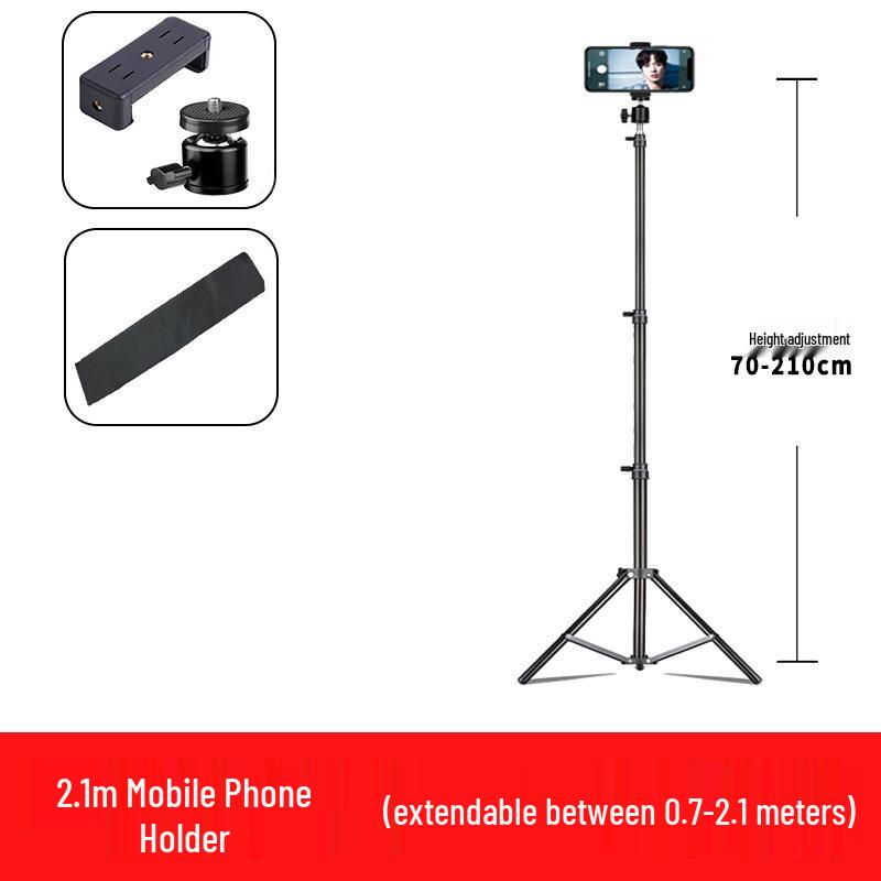 Mobile Streaming Stand with LED Fill Light and Multi-Camera Mount for Desktop and Outdoor Photography