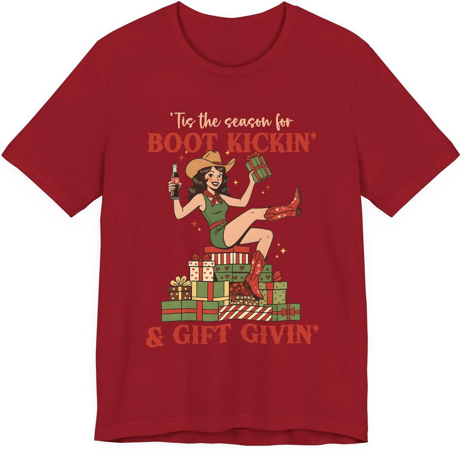 

Футболка для крутых подарков в стиле кантри, ретро ковбойка, западная рождественская футболка, смешная деревенская праздничная футболка, унисекс, с круглым вырезом и коротким рукавом 4XL