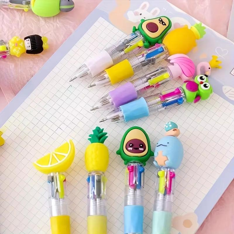 Cute Retractable Round Ballpoint Pens, Stick Construction Type, Plastic Material, for School and Office Supplies