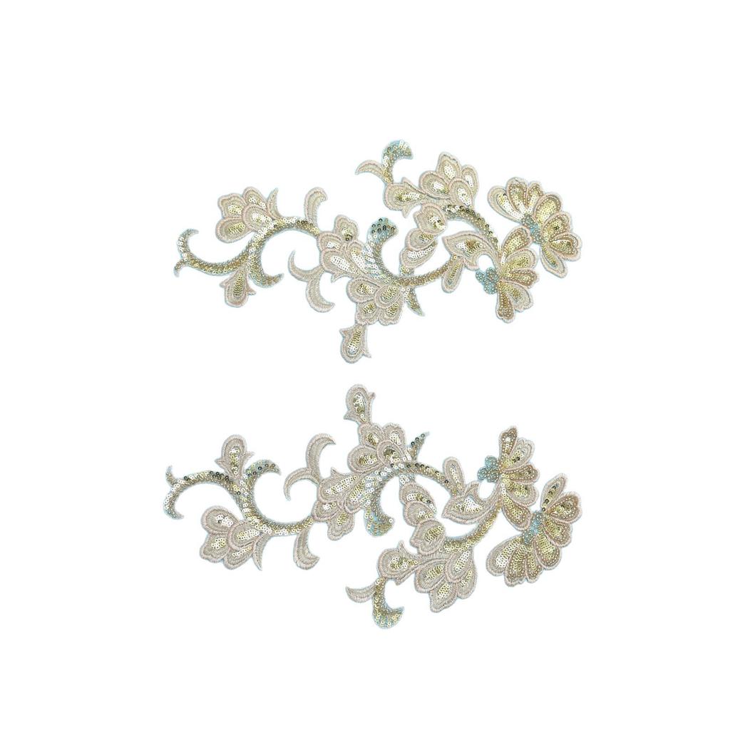 Gold Sequined Bead To Flower Bead Embroidery Lace Flower Decal Embroidery Lace Stage Performance Accessories