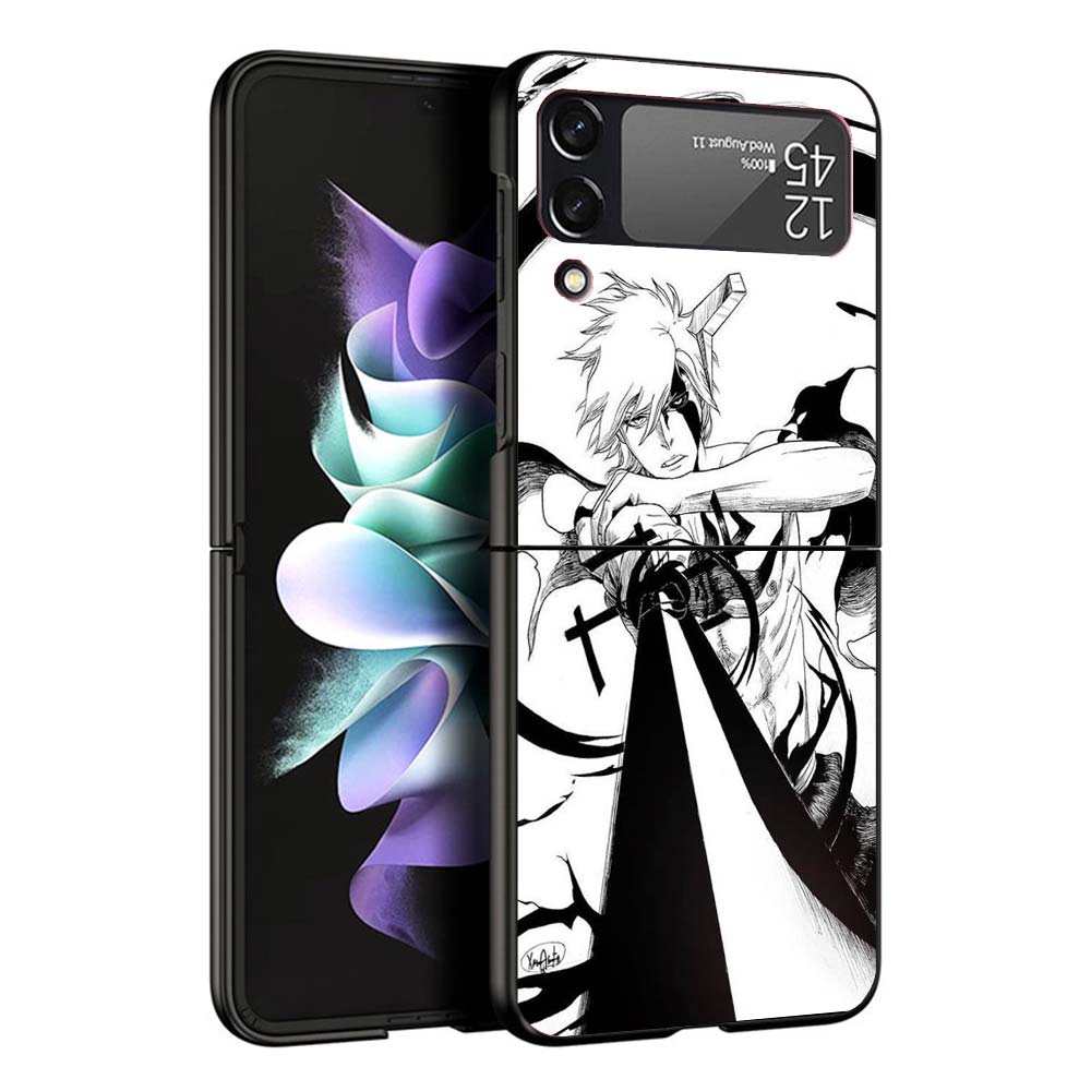 

Japanese Anime Bleach Hard Black Cover for Samsung Galaxy Z Flip 7 6 5 4 3 5G Phone Case Flip7 Flip6 Flip5 Flip4 Flip3 Pattern C Samsung Z Flip 7