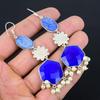 Natural Blue Sapphire Dangle Drop Handcrafted Earrings Jewelry Sterling Silver