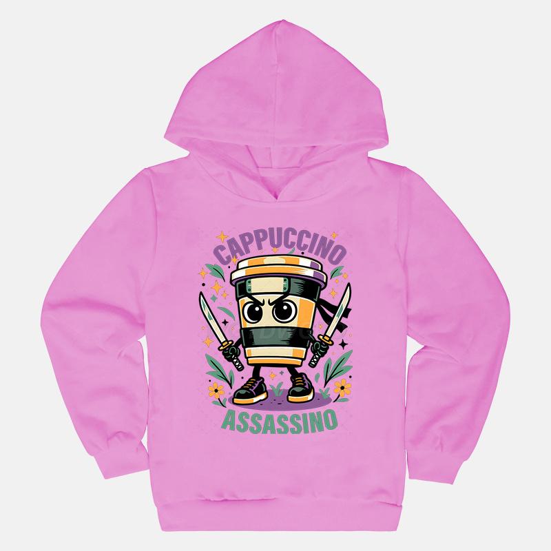 Cappuccino Assassin Kids Clothes Fashion Casual Hoodies Italian Brainrot Funny Gift for Baby Girl Boy New Sweatshirts Outfits