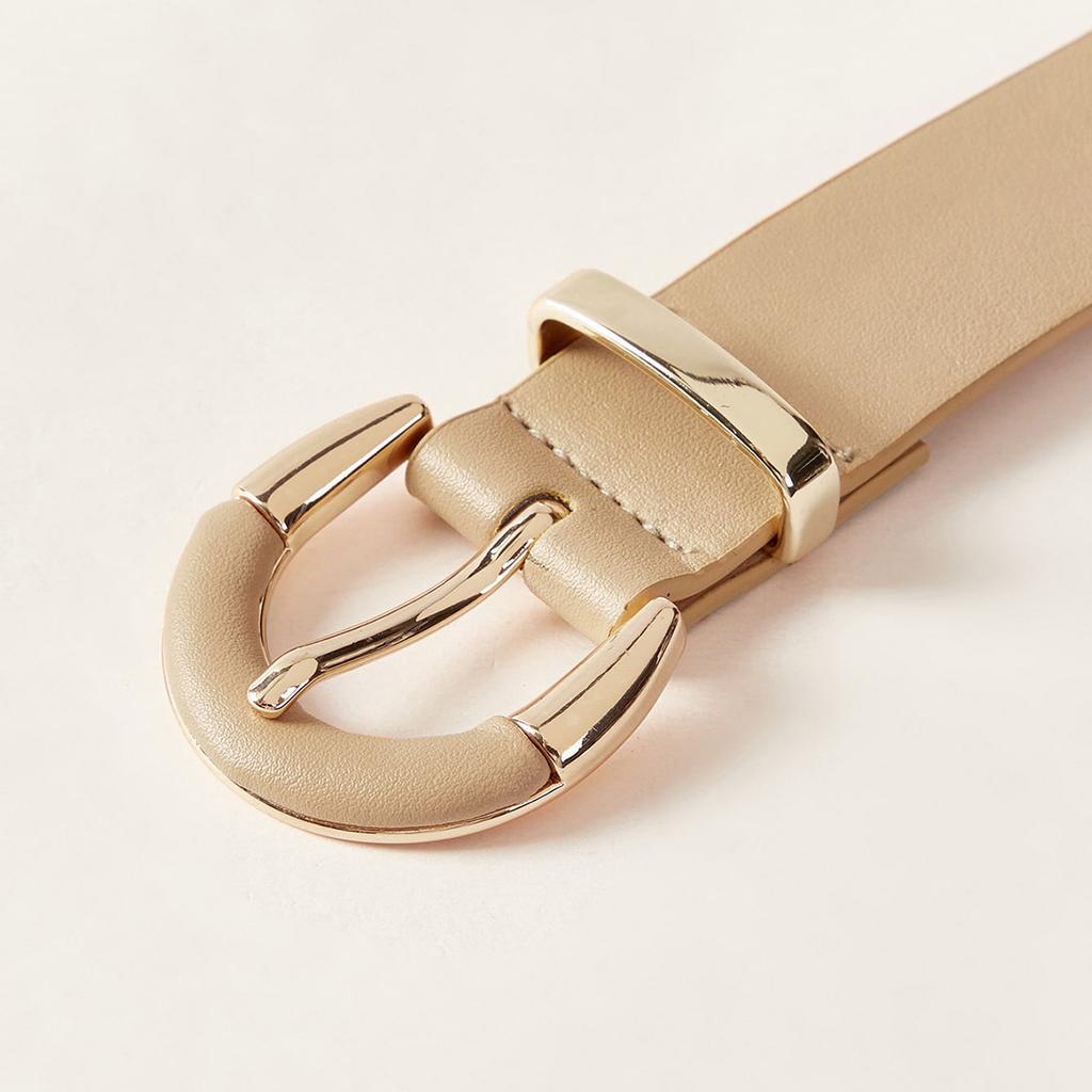 New Women's Semi-circular Buckle, Versatile Basic Leather Semi-circular Belt, Simple PU European and American Fashion Belt
