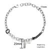 Stylish Two-Color Patchwork Chain Rectangular Pendant Titanium Steel Necklace