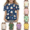 Kids Animal Print Short Sleeve T Shirt Casual Loose Fit Crew Neck Top for Boys and Girls Lightweight Comfortable Fabric