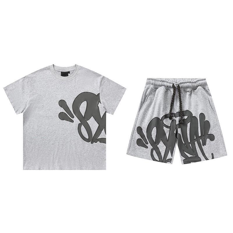 Mens Streetwear Cotton Short Sleeve Tee Shorts Set Casual Outfit Youth Fashion Tracksuit