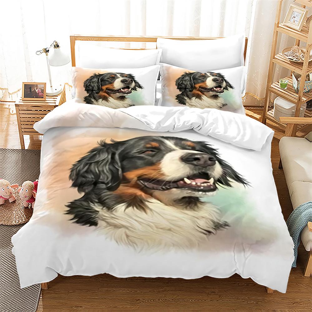 Dog Duvet Cover Set 3D Print Gold Leaves Autumn King Queen Full Size Comforter Cover for Kids Boys Girls Polyester Bedding Set