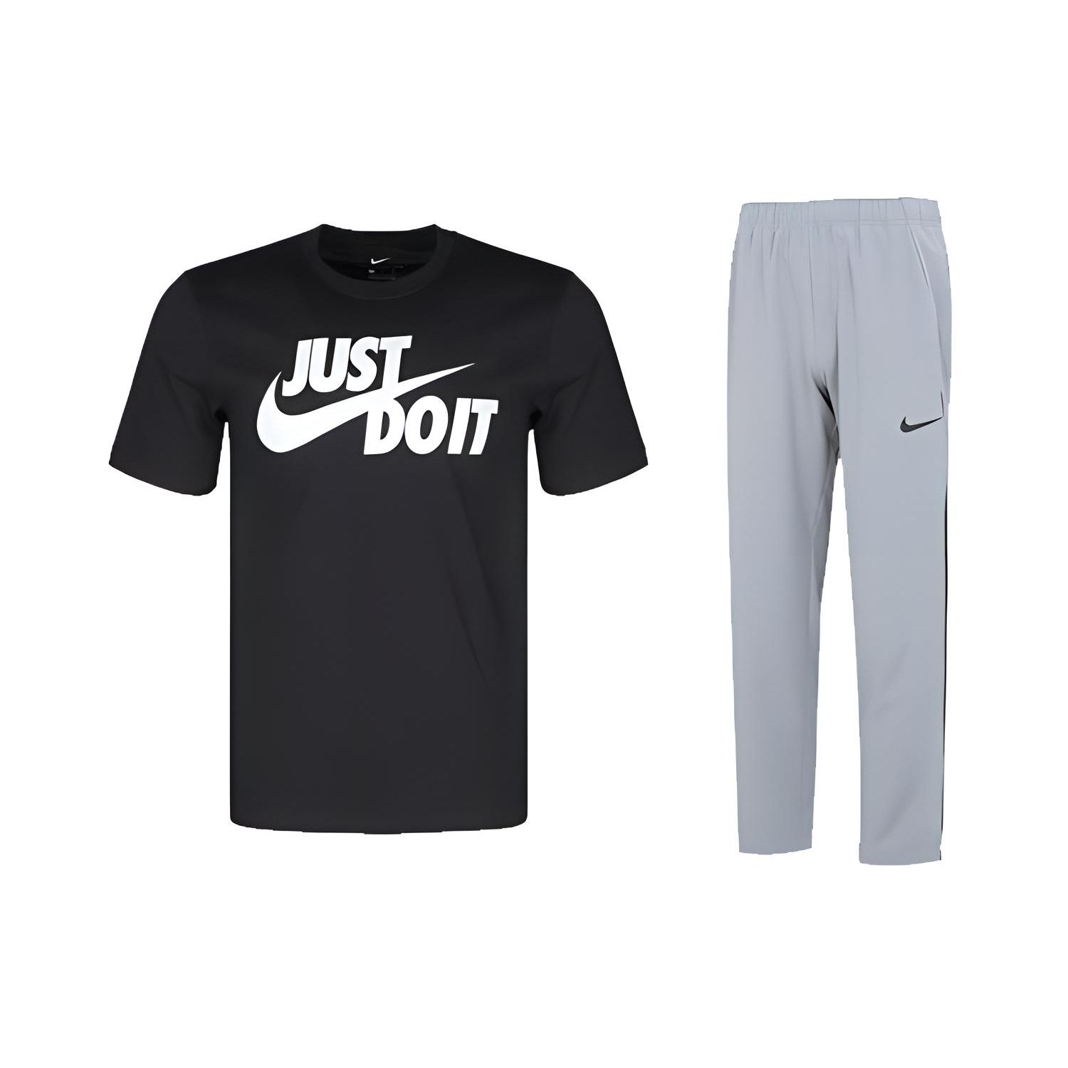 

Nike Быстросохнущая дышащая футболка с коротким рукавом и прямые брюки, повседневный спортивный комплект для мужчин AR5007-011+DM6627-073 L