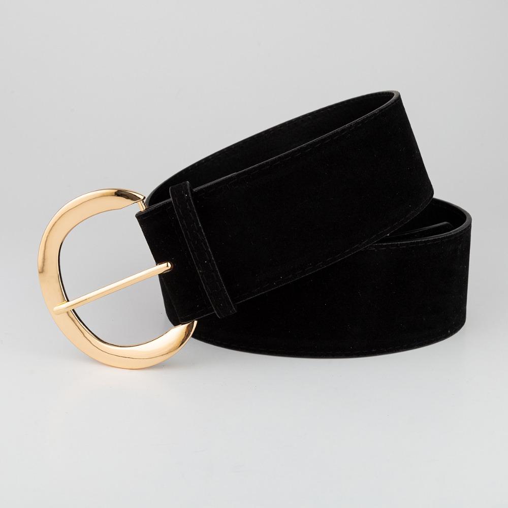 Retro Luxury Design Suede Leather Wide Belt Trendy Casual Pin Buckle Waistband Versatile Trouser Dress Belts For Women