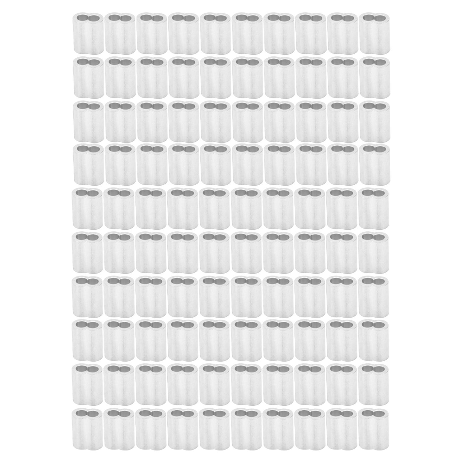 

100Pcs M4 Aluminum Ferrules Crimping Sleeve DoubleHole 8Shaped Oval Clip Wire Rope Clamp