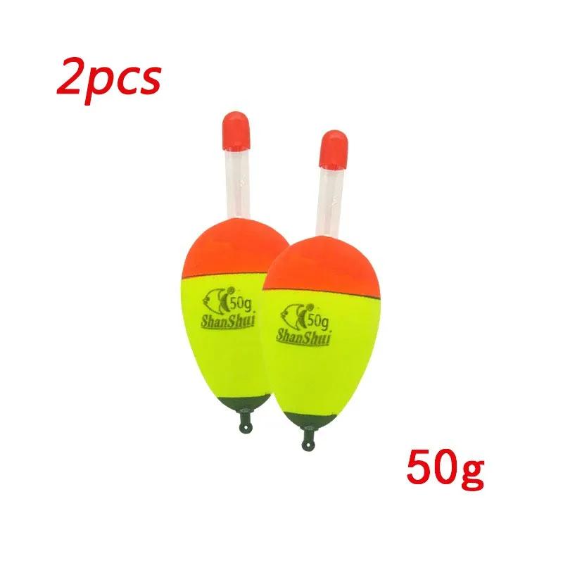 2/4Pcs EVA Luminous Fishing Night Float Light Stick Foam Plastic Bobber Sea Rock Fishing Buoyancy 10/20/30/40/50/60g/70/80g