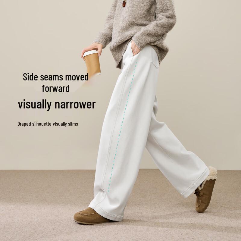 ESE-Y Women's Plush-Lined Curved Wide Leg Jeans