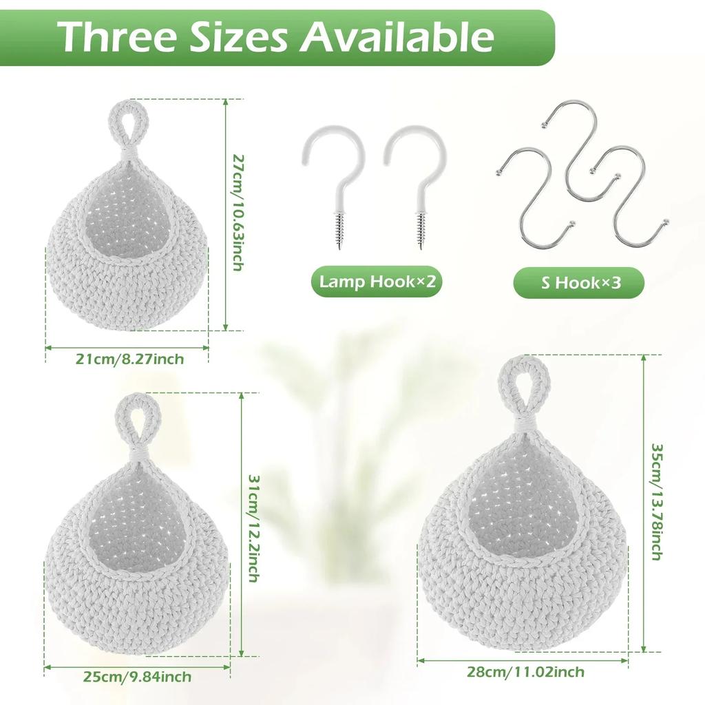 Hanging Baskets Onion Basket Coat Bohemian Storage Fruit Wall Hooks for Kitchen Home Restaurant Garlic Vegetable Wall Planters