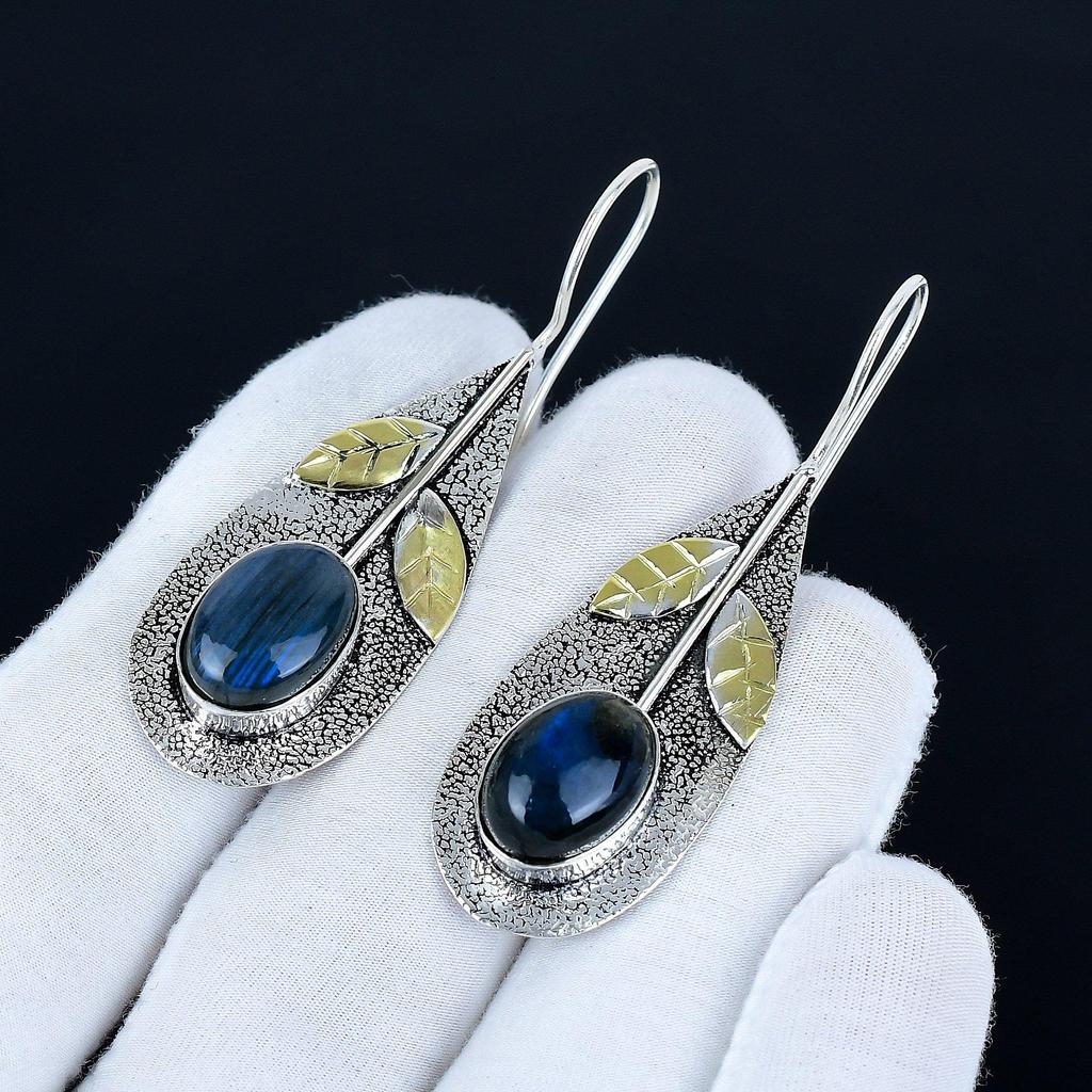 Labradorite Gemstone Earrings, 925 Sterling Silver Earrings, Handmade Silver Earrings For Gift, Labradorite Dangle Earrings Valentine's Day Gift