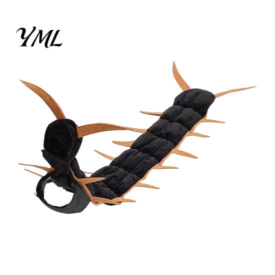 Holiday Pet Cosplay Accessories Centipede-Look Cat Costume, Halloween Outfit, Stuffed Plush Segmented Body with Themed Apparel Adjustable Straps,