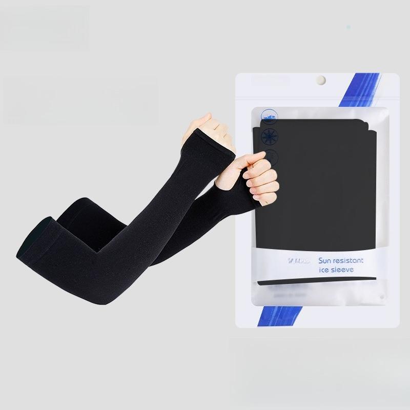 Unisex Insect Repellent Ice Silk Arm Sleeves Cooling Breathable Anti-UV Sun Protection Fingerless Covers