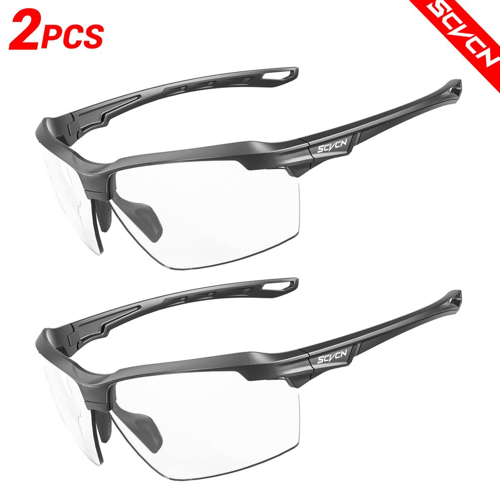 SCVCN Photochromic 2-pack Cycling Glasses Explosion Proof Hunting Outdoor Bicycle Sports Running Sunglasses Tactical Goggles