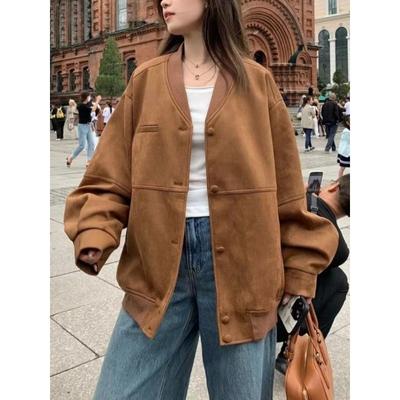 Χειμερινό Streetwear Ρετρό Μπέιζμπολ Μπουφάν Cargo Γυναικείο Σικ Μονόχρωμο Καφέ Μπουφάν Γυναικείο Νέο Σχέδιο Αισθητικό Vintage Φαρδύ Ρούχο