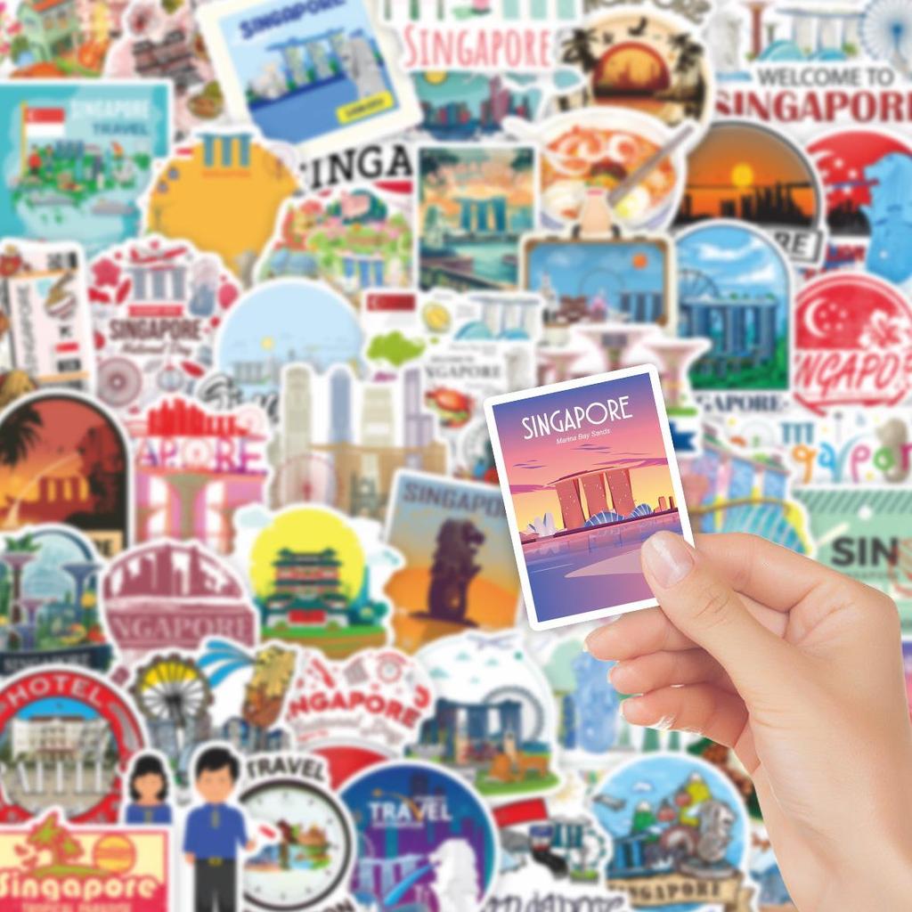 50pcs Singapore Landmark Cartoon Waterproof Stickers for Luggage and Stationery