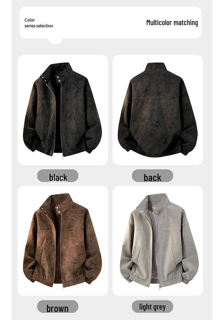 Men's Trendy PU Leather Stand Collar Jacket - Casual, Waterproof & Windproof Hong Kong Style Coat