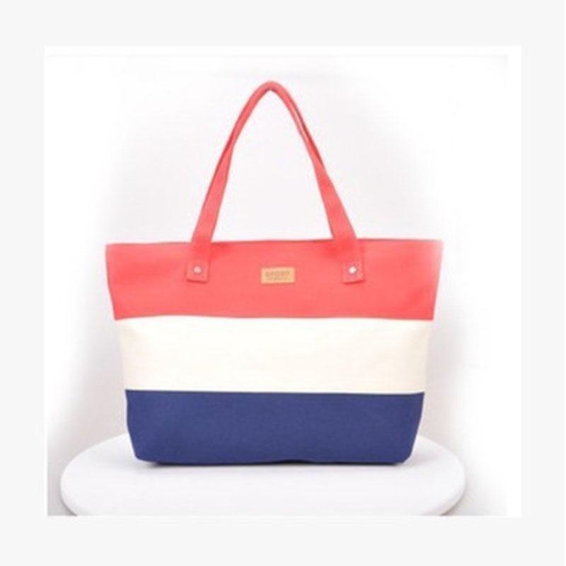 Women Stripe Canvas Handbag Summer Beach Shoulder Bags Messenger Tote Hand Bag