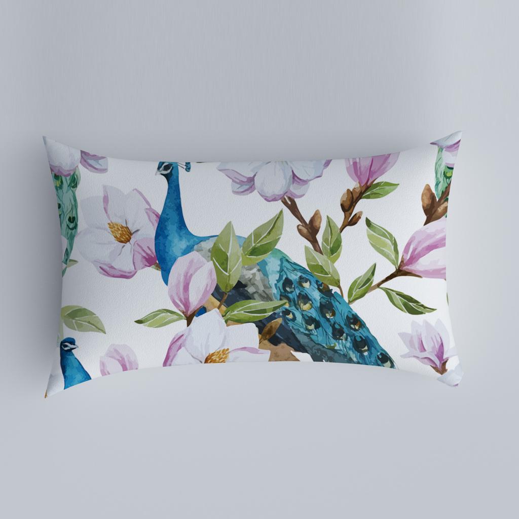Bedroom Living Room Sofa Home Pillowcase Car Back Pillowcase Chinese Pillowcase Flower and Bird Pattern Cushion Cover