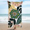Vintage Mixed Geometry Floral Leaf Pattern Large Absorbent Pool Towel for Outdoor Beach Camping and Home Bath