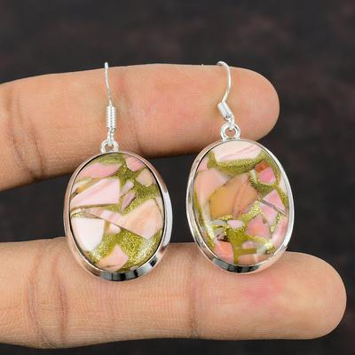 Boucle d’oreille en pierre précieuse opale rose en cuivre Boucle d’oreille de style Boho Boucles d’oreilles en argent sterling 925 Boucles d’oreilles élégantes faites à la main Bijoux élégants Cadeau d’anniversaire